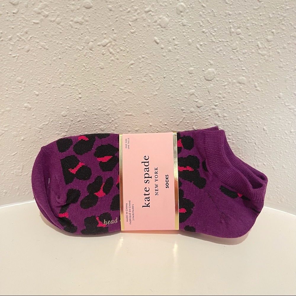Kate Spade 3 Pairs No Show Leopard Stripes Socks OS NWT - Picture 2 of 7